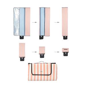 Picknickdecke Fleece gestreift Blau - Pink - Weiß - Metall - Kunststoff - Textil - 200 x 1 x 224 cm