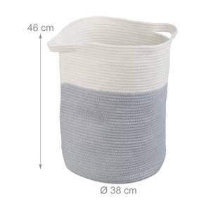 Panier de rangement en coton bicolore Gris - Blanc - Textile - 38 x 46 x 38 cm