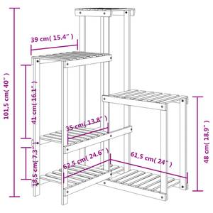 Blumenregal 3028560-18 Braun - Massivholz - Holzart/Dekor - 61 x 101 x 62 cm