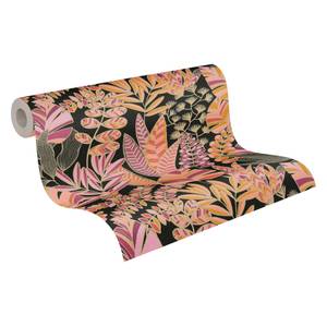 Tapete Vlies Floral Schwarz Pink Orange Schwarz - Gold - Orange - Pink - Violett