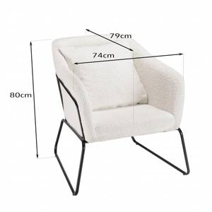 Fauteuil tissu bouclette blanc Blanc - Textile - 79 x 80 x 74 cm