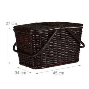 Picknickkorb mit Deckel Braun - Rattan - Textil - 45 x 27 x 34 cm