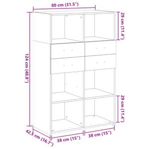 Highboard DE1484 Grau - Holzwerkstoff - 43 x 124 x 80 cm