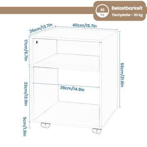 Nachttisch auf Rollen Veronika(2er Set) Weiß - Holzwerkstoff - 40 x 55 x 35 cm