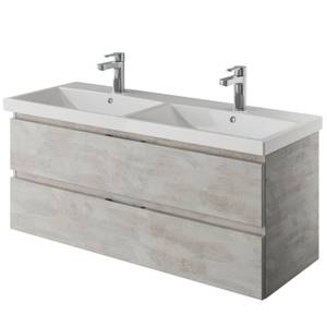 Waschplatz-Set hellgrau m. Becken 120cm Grau - Holzwerkstoff - 120 x 200 x 45 cm