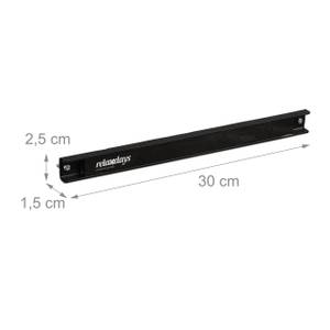 3er Set Magnetleiste 30 cm Schwarz - Metall - 30 x 3 x 2 cm