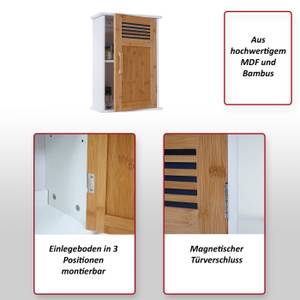 Hängeschrank A85 Bambus Braun - Weiß - Bambus - Holzwerkstoff - 35 x 52 x 21 cm