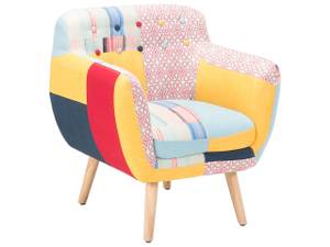 Fauteuil MELBY Bleu - Multicolore - Chêne clair - Rouge - Jaune