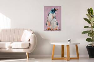 Acrylbild handgemalt Arctic Native Blau - Pink - Massivholz - Textil - 60 x 90 x 4 cm