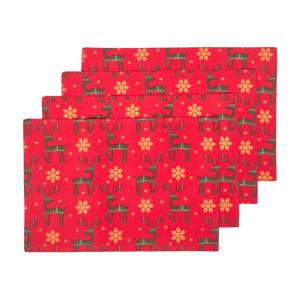 Weihnachts-Tischset Rentier 4er Set Rot - Textil - 30 x 1 x 45 cm