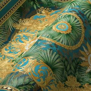 Tapete Versace Fliesen Blau Gold Grün Blau - Gold - Grün - Kunststoff - Textil - 70 x 1005 x 1 cm