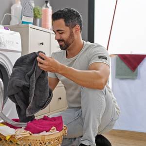 Panier à linge avec couvercle 105 L Marron clair - Blanc