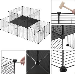 Kleintiergehege Braison Schwarz - Metall - Kunststoff - 145 x 72 x 108 cm