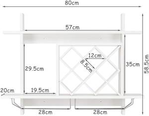 Weinregal mit Weinglashalter Weiß - Holzwerkstoff - 20 x 59 x 80 cm
