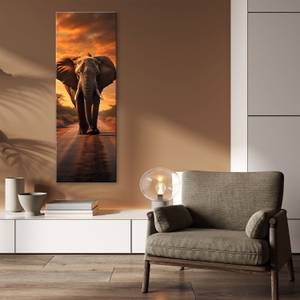 KUNSTDRUCK Elephant in Sunset 30 x 90 cm