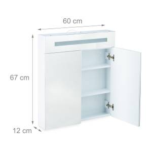 LED Spiegelschrank mit 2 Türen Weiß - Glas - Metall - 60 x 67 x 12 cm