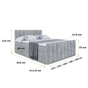 Boxspringbett OTTA-Z KING Hellgrau - Breite: 200 cm