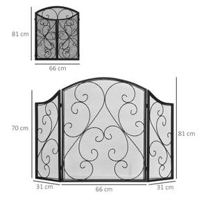 Kamingitter Kaminschutz 820-392V00BK Schwarz - Metall - 31 x 81 x 66 cm