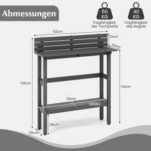 Bartisch ZB33649SD Grau - Kunststoff - 39 x 136 x 122 cm