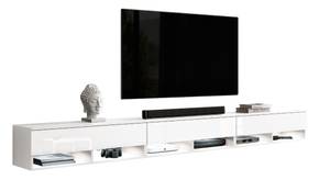 FURNIX meuble tv ALYX sans LED blanc Blanc brillant - Blanc