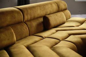 KAWOLA Big Sofa TARA Velvet mit Kissen Gold