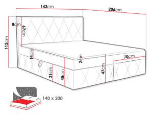 Boxspringbett Simoti Pink - Breite: 143 cm