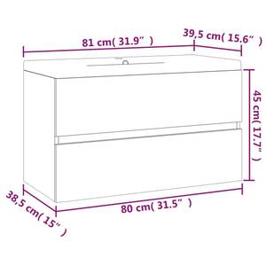 Waschbeckenunterschrank  3007833-3 Eiche Dunkel - Breite: 80 cm