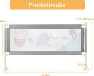 175cm Bettgitter Grau - Metall - 25 x 102 x 175 cm