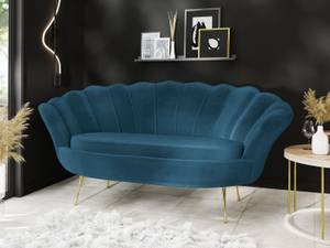 2-Sitzer Samt Muschel Sofa Cara Dunkelblau - Gold