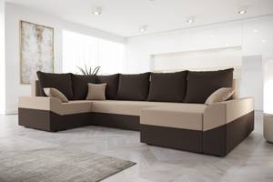 Ecksofa DENVI-LONG Beige - Braun - Holzwerkstoff - 306 x 90 x 140 cm