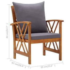 Garten-Lounge-Set (4-teilig) 3004236-2 Grau - Metall - Holzart/Dekor - 50 x 43 x 102 cm