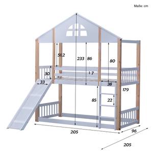 Etagenbett Lena Weiß - Holzwerkstoff - Massivholz - 205 x 233 x 205 cm