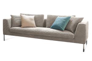 Sofa ARIAN Cord Metallkufe chrom Steingrau - Breite: 230 cm