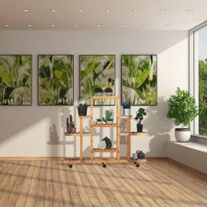 Etagère pour plantes en bambou Noir - Marron - Bambou - 120 x 103 x 36 cm