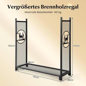 Kaminholzregal ZB33470 Schwarz - Metall - 38 x 117 x 121 cm