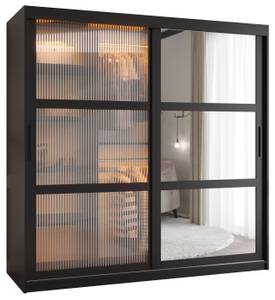 ARMOIRE À PORTES COULISSANTES FLUTES Largeur : 180 cm - Noir