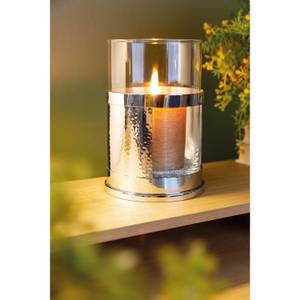 Windlicht mit Glas Domo Silber - Metall - 13 x 13 x 13 cm