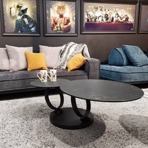 Table basse 2 plateaux céramique - SHIVA Gris - Céramique - 128 x 43 x 77 cm
