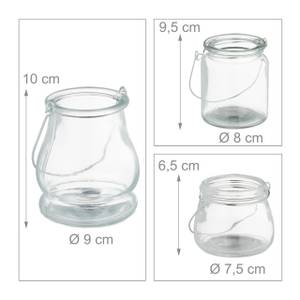 Lot de 12 photophores en 3 tailles Argenté - Verre - Métal - 9 x 10 x 9 cm