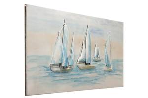 Metallbild Freiheit der Meere Blau - Weiß - Metall - 100 x 50 x 3 cm