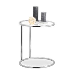 Table d'appoint ronde en verre et métal Argenté - Verre - Métal - Matière plastique - 45 x 53 x 45 cm