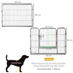 Freilaufgehege D06-139 Grau - Metall - 2 x 60 x 80 cm