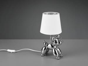 Lustige Tischlampe Hundelampe Silber Silber - Weiß - Keramik - Textil - 17 x 33 x 17 cm