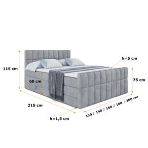 Boxspringbett MIAMI-Z KING Hellgrau - Breite: 160 cm