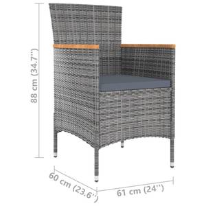 Garten-Essgruppe (9-teilig) 3094938 Grau - Kunststoff - Polyrattan - 90 x 75 x 190 cm