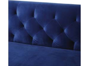 Festes Samtsofa "Bruce" - 196 x 76 x 82 Blau