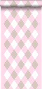 Tapete Karomuster 6870 Pink - Naturfaser - Textil - 53 x 1005 x 1005 cm