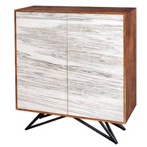 Highboard MOUNTAIN SOUL Braun - Weiß - Massivholz - Stein - 100 x 120 x 38 cm