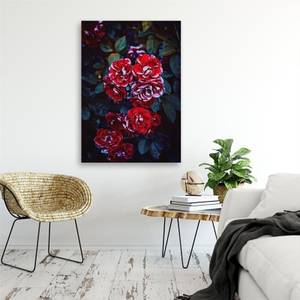 Leinwandbild Rote Rosen Blumen Pflanzen 60 x 90 cm