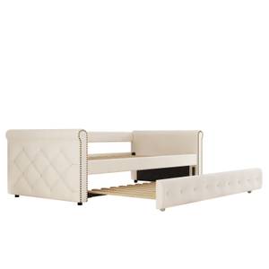 Schlafsofa Fiona Beige - Massivholz - 96 x 70 x 218 cm